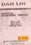 DAH LIH-DAH LIH VMC MCV 760, 1020 & 1350 Parts List Manual-1020-1350-760-MCV-01
